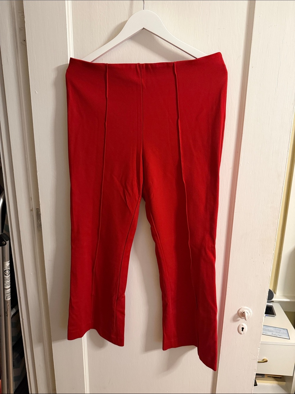rag & bone Red Cropped Boot-Cut Ponte Pants